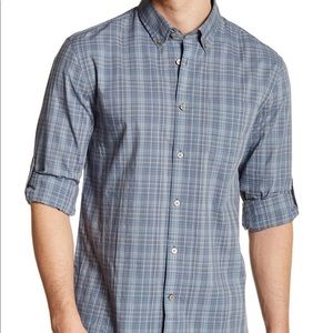 John Varvatos Micro Plaid Trim Fit Shirt